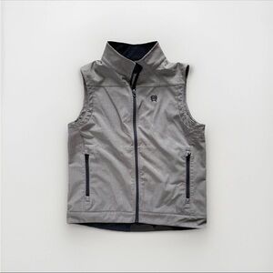 Cinch Men's Black tan Trim Fleece Lined Softshell Vest Jacket Full Zip Size M/L